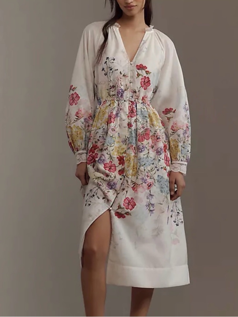 Anthropologie Floral  Midi Dress let me be sz Xs nwt